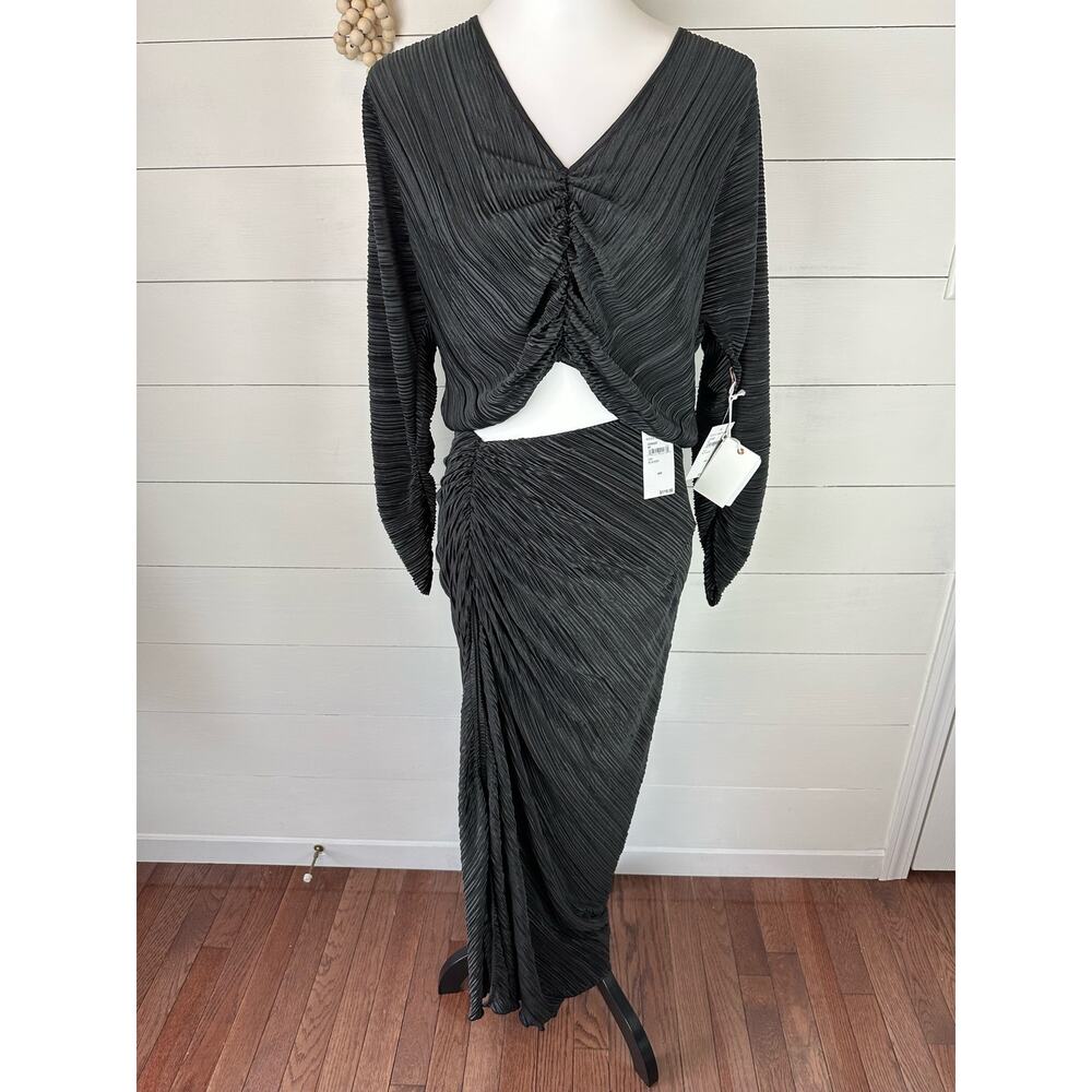 NWT Good American Always Fits Plisse Ruched Set Black XXS/XS